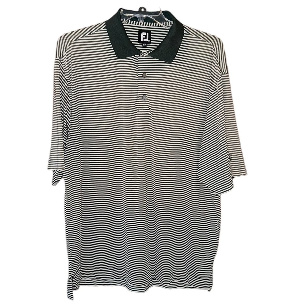 Men's FootJoy FJ Golf Polo Shirt Green/Cream Stripe Size XL